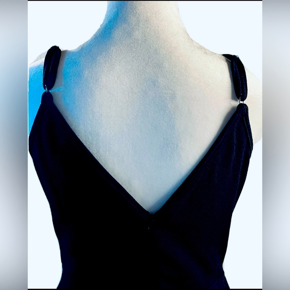 Velma Ladder Trim Flare Women’s Black Stretch Spaghetti Strap Mini Dress Size M - Picture 4 of 7
